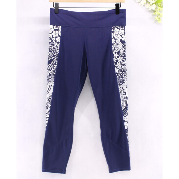 Tommy Bahama Women's Island Active Capri Leggings Tropical Graphic Navy Sz Small - Picture 1 of 6